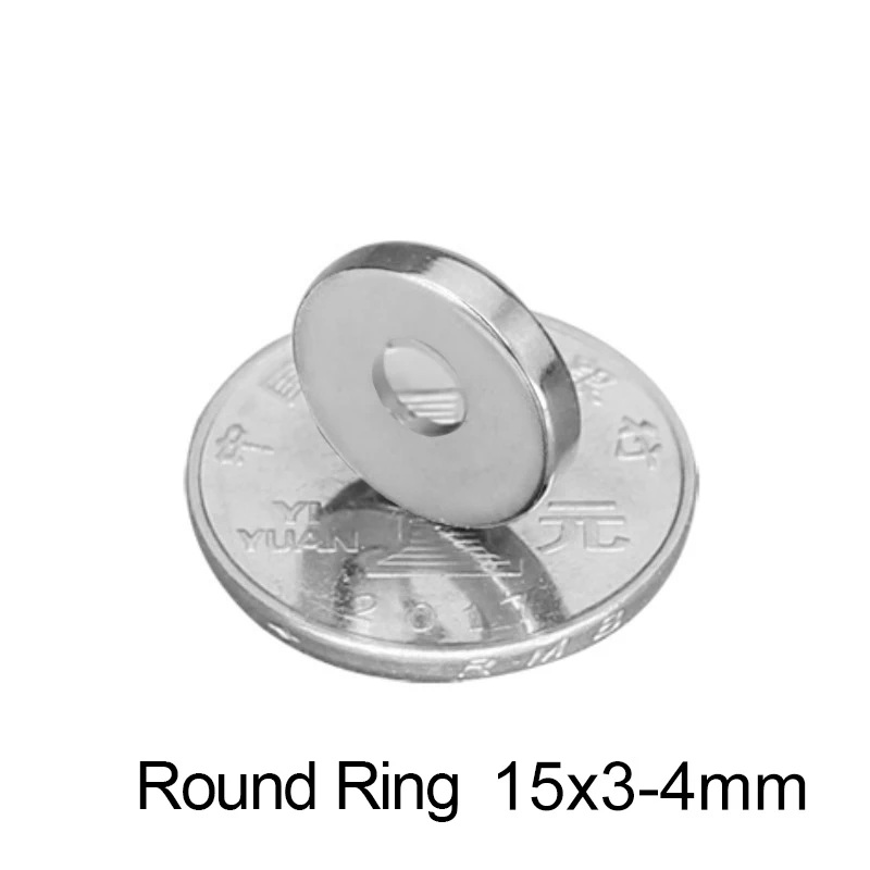 15x3-4 mm Ring Loop Magnet Disc With 15x3 mm Hole and 4 mm Round Magnets for Home Refrigerators, Office, DIY Projects