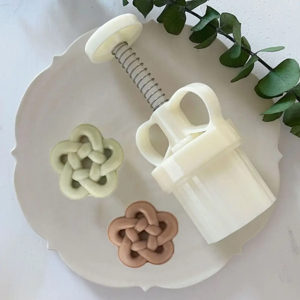 Molde de plástico 3D para pastel de frijol mungo, estilo chino, con patrón en relieve, para galletas y pastel de luna, con estampado de nudo de la suerte y bendición, para prensar a mano.