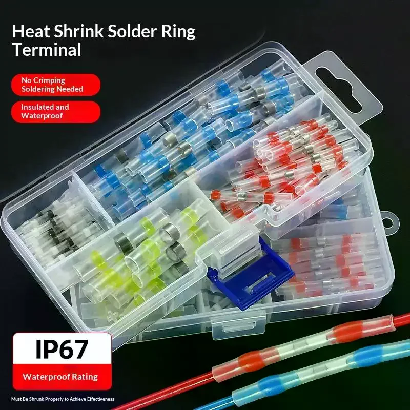 50/70/100Pcs Electric Copper Tape Solder Sleeve Waterproof Solder Seal Tin Ring Heat Shrink Butt Wire Connector Terminal