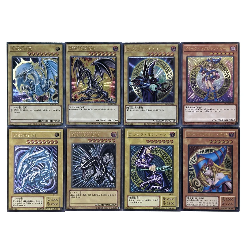 DIY Yu Gi Oh Cards Japanese Dark Magician Girl Blue-Eyes White Dragon Flash Texture ACG Anime Collection Card children Gift