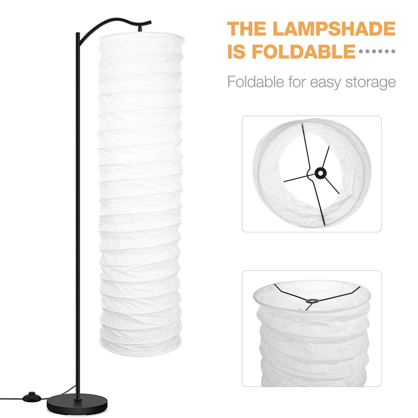 

Floor Lamp Shade Nordic Style Lamp Cover Foldable Paper Light Decorative Cover for Home Bedroom Study 110x25cm