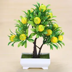 Artificial Orange Bonsai Potted Flower Home Office Garden Decor Peach pepper Tree Artificial Fruit Plant Potted Fake Plant Decor