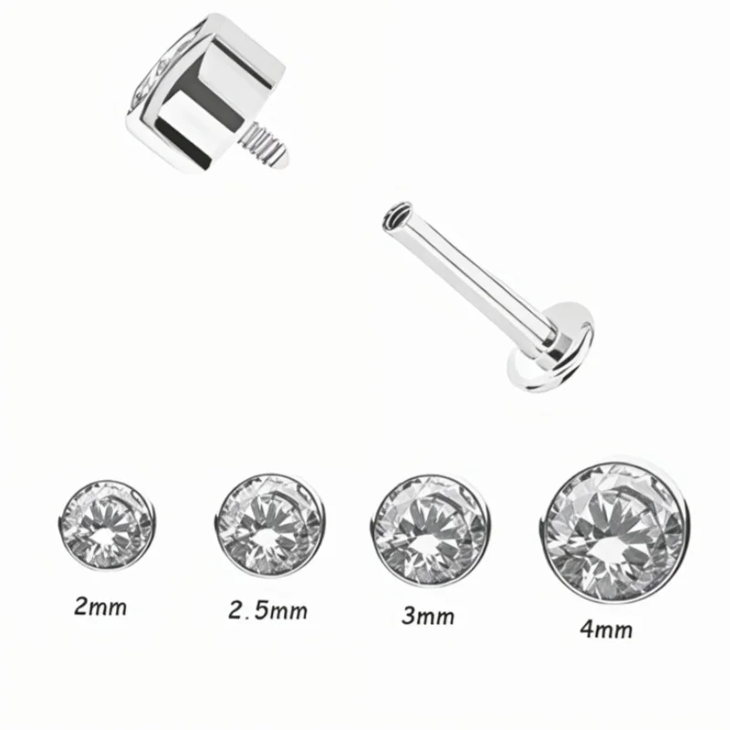 10Pcs Internally Threaded Titanium G23 Labret 16g(1.2mm) Ear Cartilage Helix Tragus Stud Lip Piercing Body Jewelry