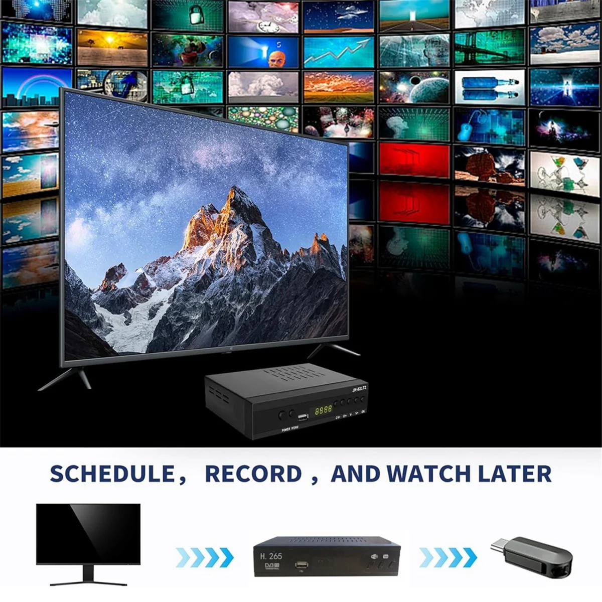 SMIEA DVB T2 HEVC 265 موالف التلفزيون الرقمي DVB-T2 H.265 1080P HD فك USB استقبال التلفزيون الأرضي مجموعة صندوق علوي الاتحاد الأوروبي التوصيل