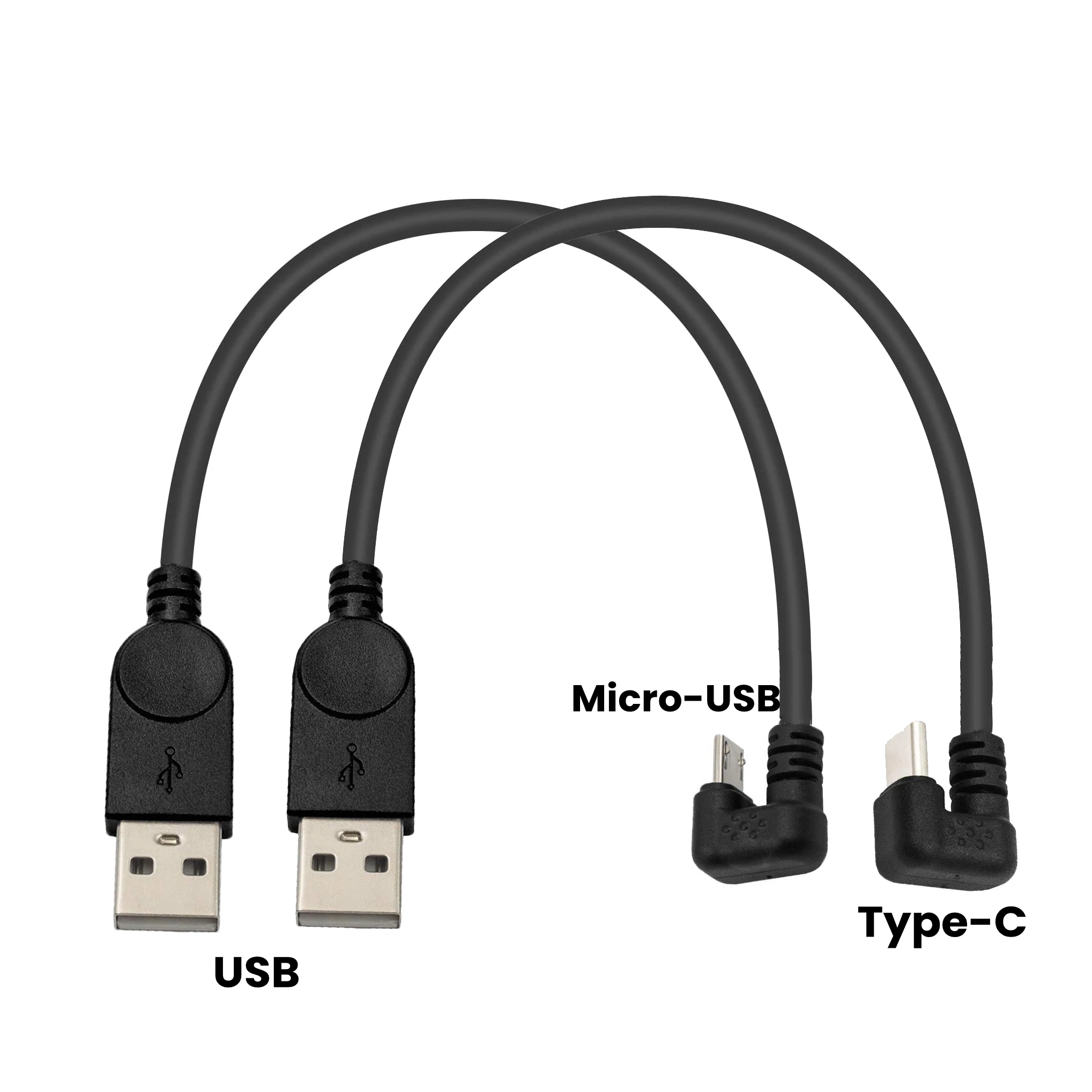 0.3m/1ft Micro-USB to USB 2.0 Data Cable 180 Degree U Shaped Type-C Charging Power Cord for Most Android Mobile Phones Tablets