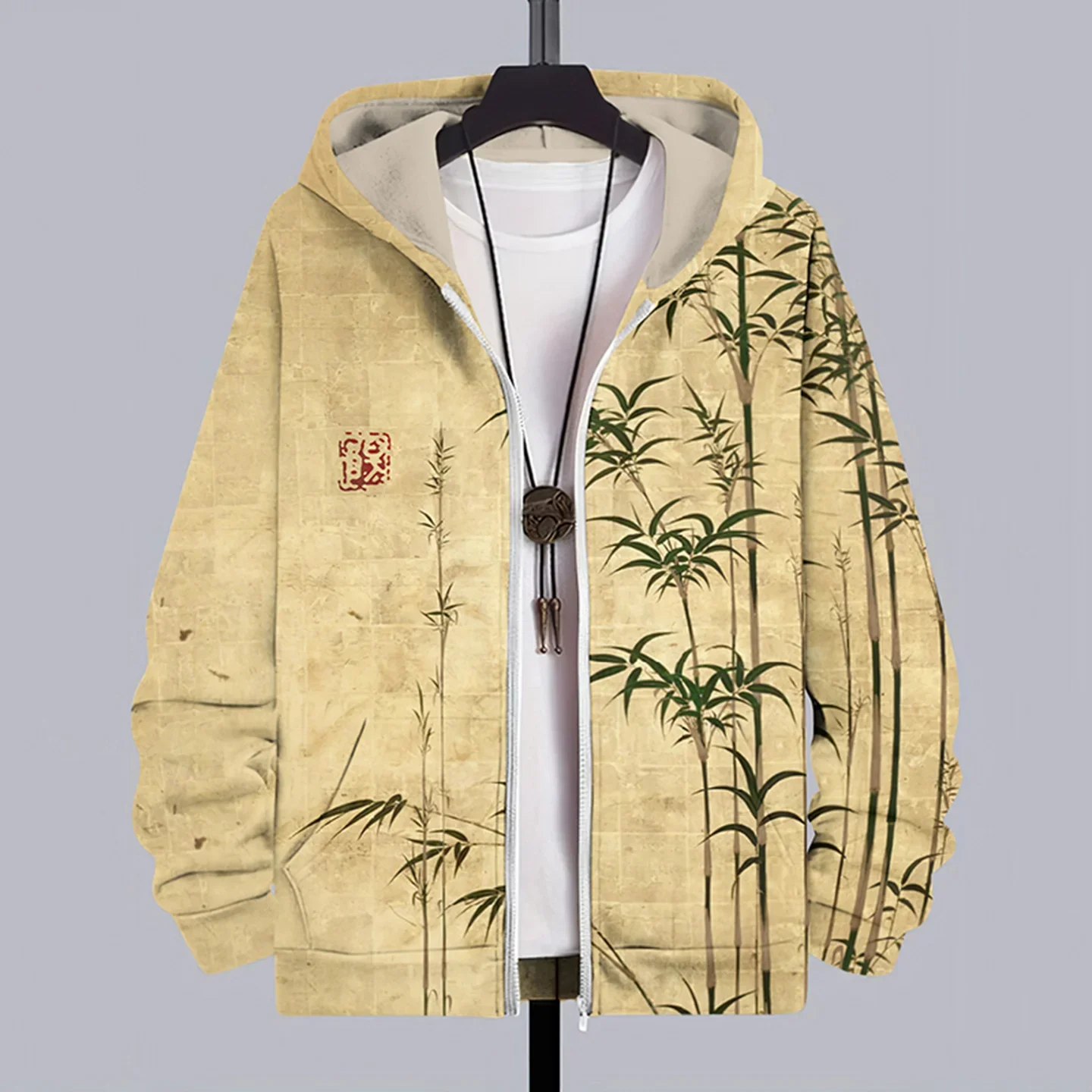 Vintage Bamboo Forest Zipper Hoodies 3D Printing Man Woman Tracksuit Zipper Long Sleeve Fashion Hoodie Men's Y2K Clothing