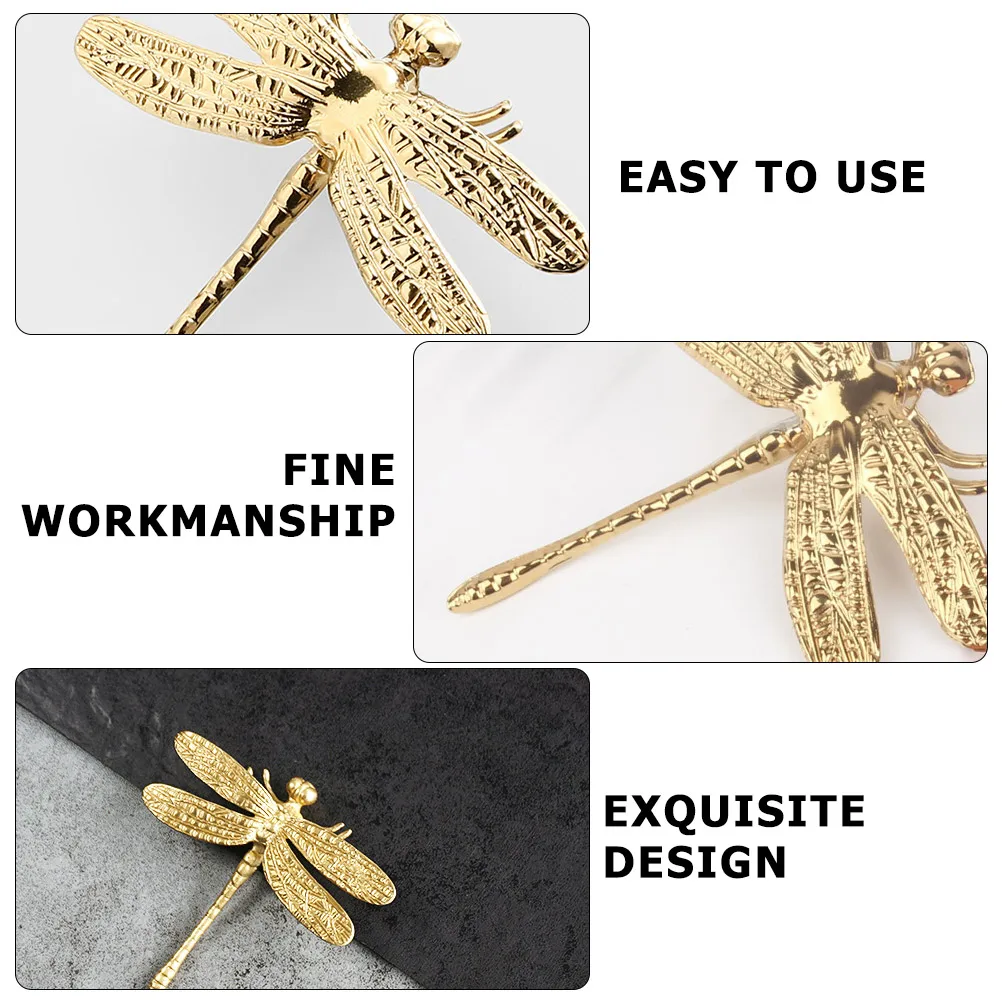 

Golden Copper Dragonfly Shaped Cabinet Handle Single Hole Furniture Pulls Decorative Knob Wardrobe Drawer Accessories