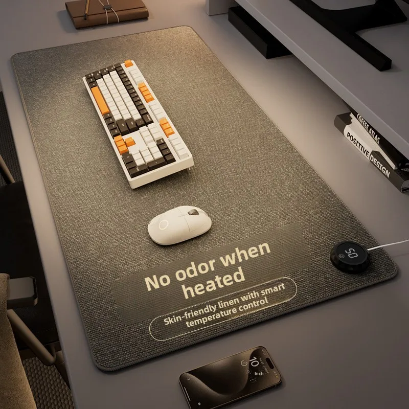 Cotton and Linen Heating Mouse Pad Oversized Office Desktop Heating Table Pad Intelligent Waterproof Heating Mat