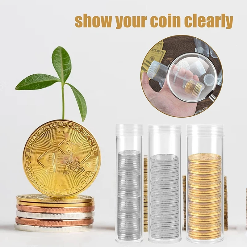 AIAI Coin Storage Tube, Plastic Coin Tube, Commemorative Coin Protection Tube, Whole Roll Loose Coin Tube (30 Pieces)
