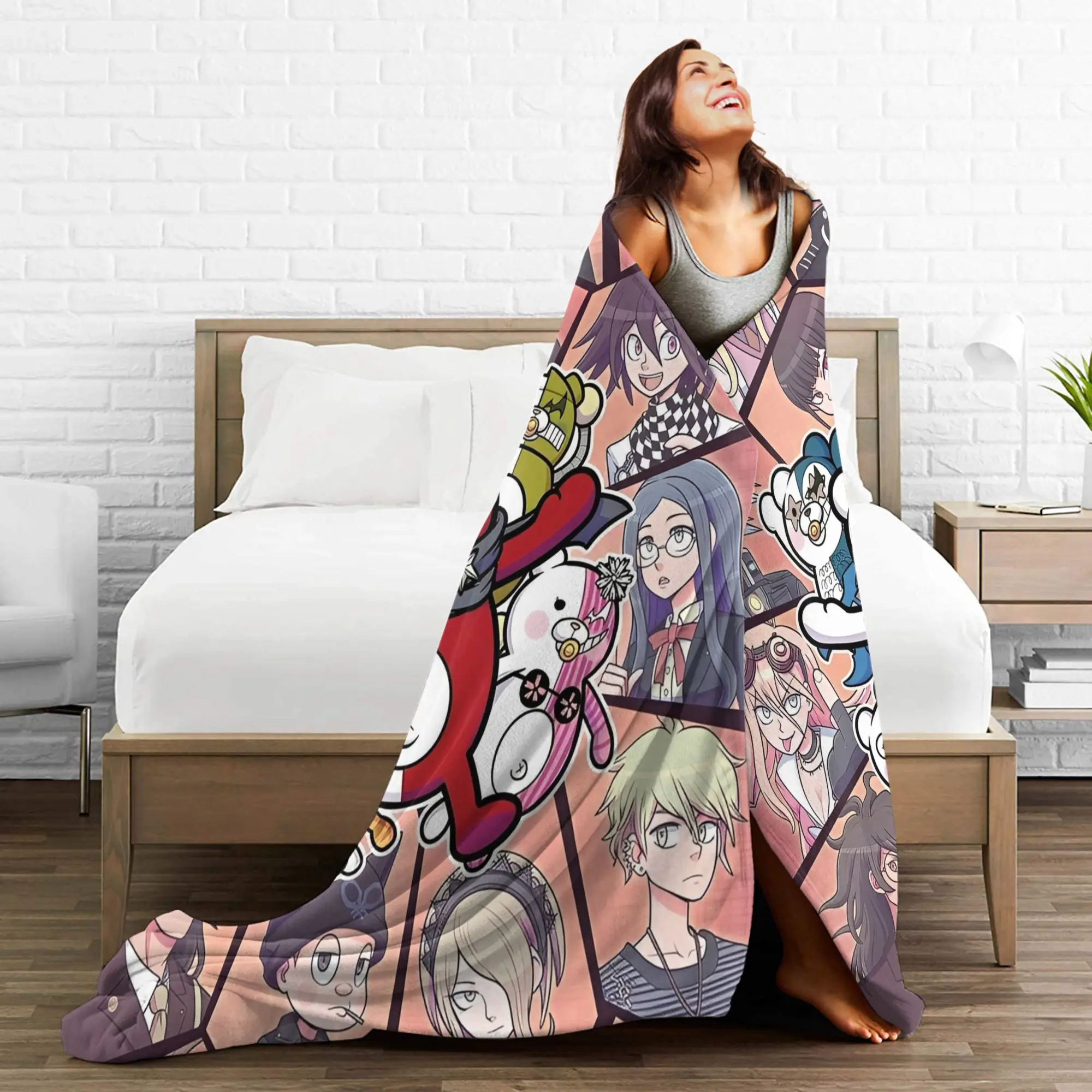 Danganronpa انمي ياباني رمي بطانية للأريكة لينة مريحة بطانية قطيفة 50x60 بوصة متعددة الحجم المفارش لجميع المواسم