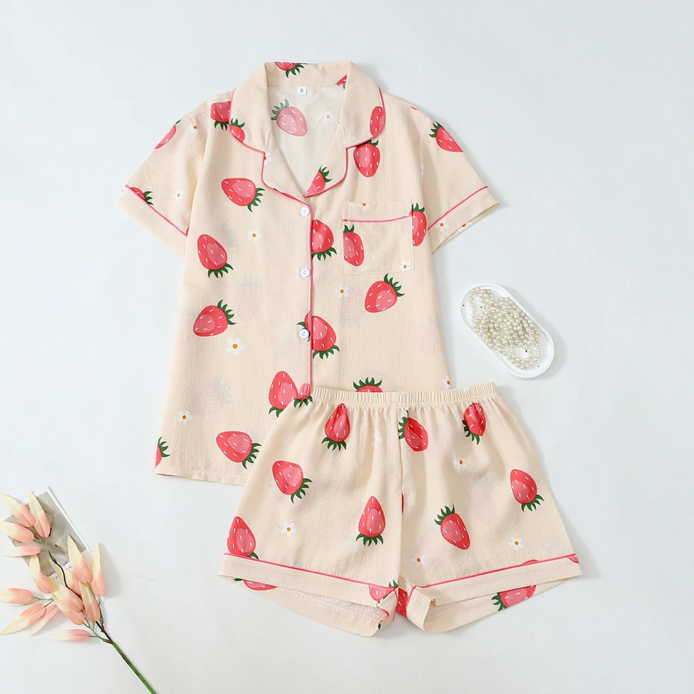 

2 шт., новый топ с короткими рукавами и лацканами, брюки, пижамный комплект, модная простая ночная рубашка, летняя свободная домашняя одежда для женщин, повседневная одежда