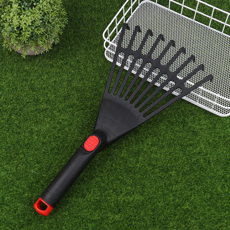 1Pc Garden Grass Leaf Rake Plastic Rake Gardening Rake Lawn Hand Tool With Handle Tool For Garden Maintenance Plant Care