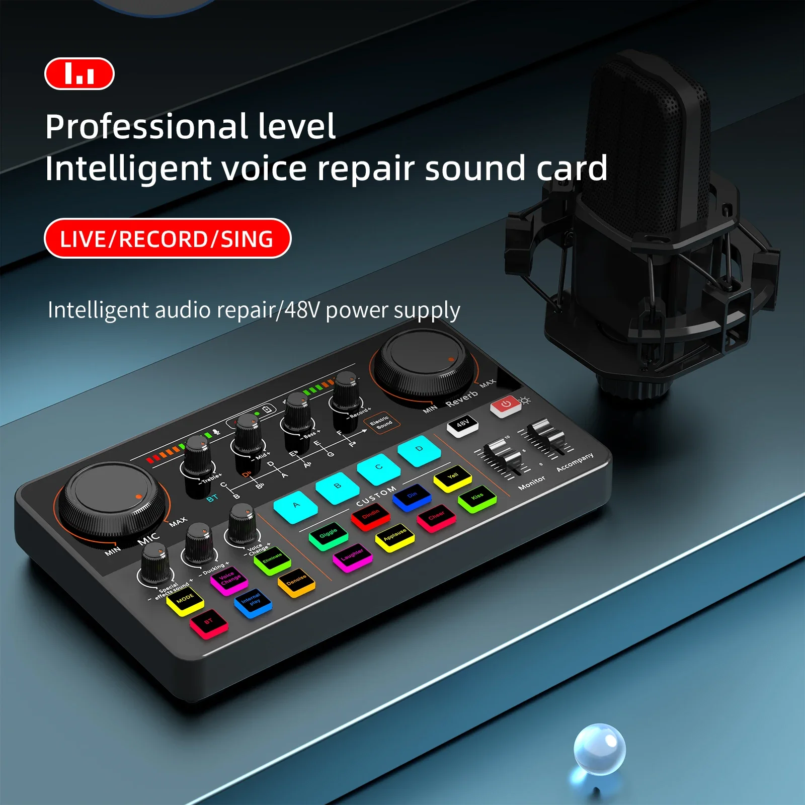 48 فولت فانتوم باور المهنية لايف كارت الصوت 12 لهجة الإلكترونية كارت الصوت جهاز مزج الصوت DJ تحكم ل يوتيوب PC \ الهاتف #5