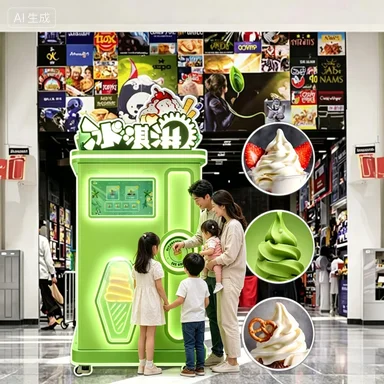 Commercial Ice Cream Vending Kiosk Full Touch Screen Multi Payment System Triple Nozzle Soft Ice Cream Amusement Park Equipment