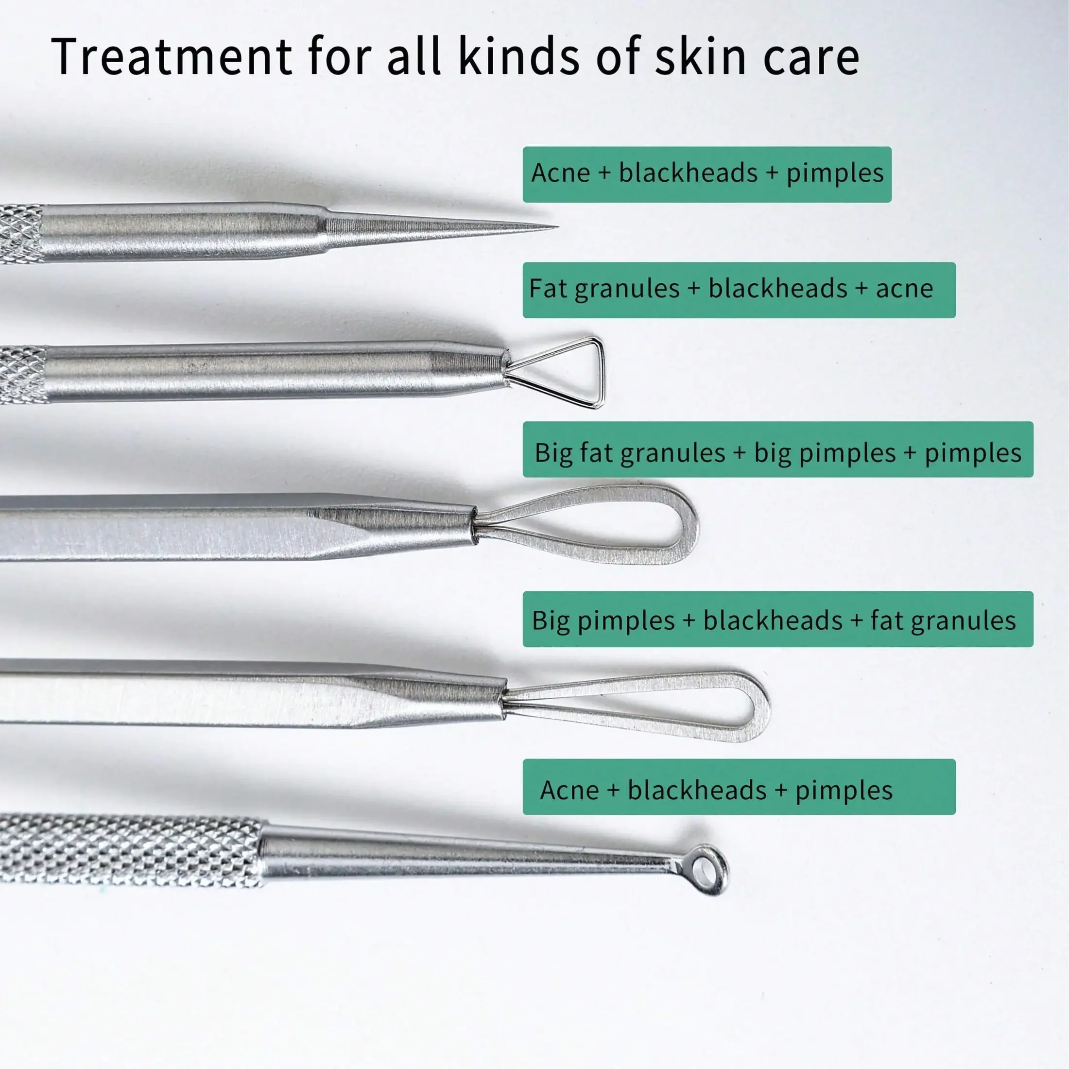 Kit de ferramentas removedor de acne de poros cravo de aço inoxidável, conjunto profissional de cuidados de limpeza facial com caixa de armazenamento, extrator de cravo