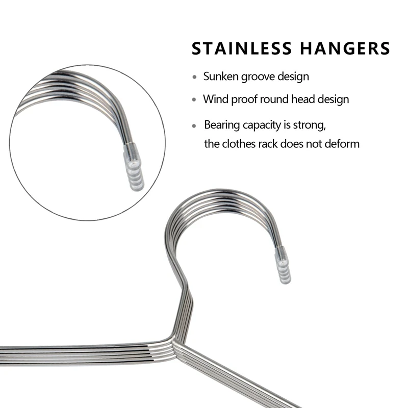 Wire Coat Hangers 30 Pack Strong Heavy Duty Stainless Steel Metal Ultra Thin Space Saving Clothes Hangers Easy Install