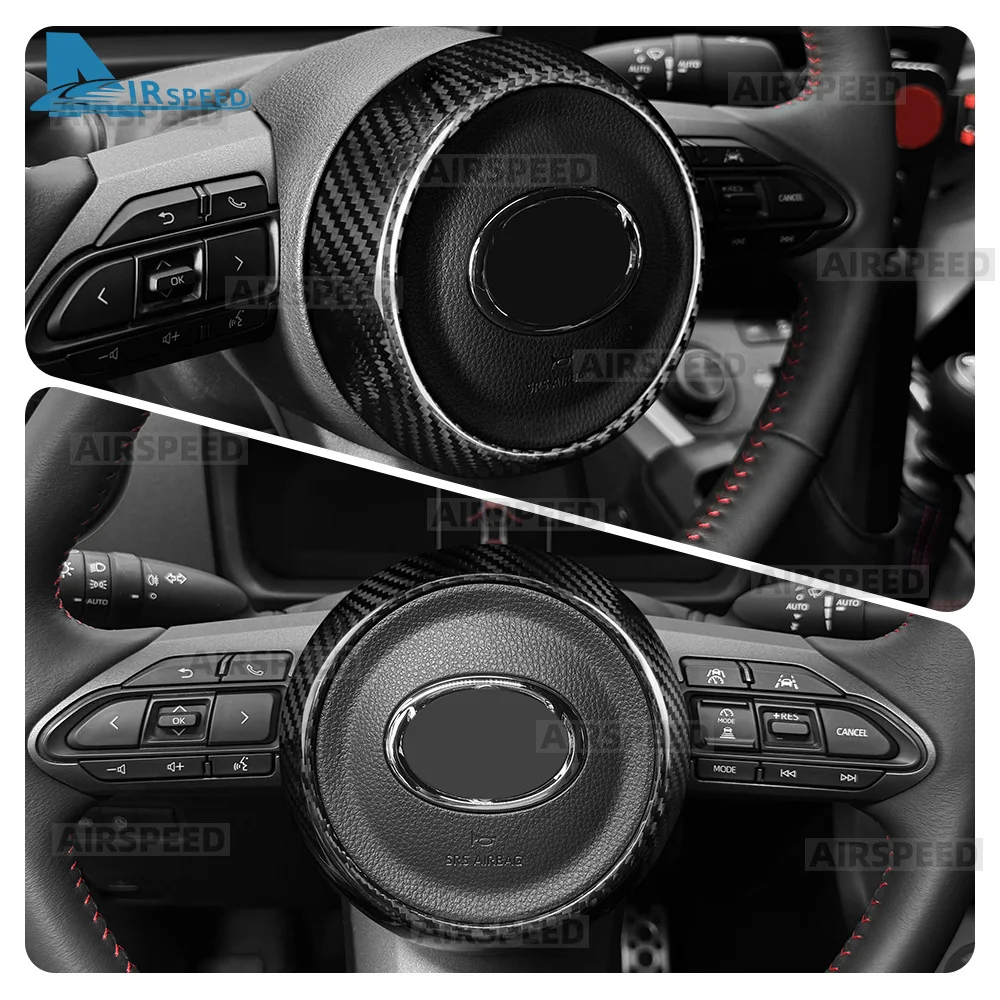 

For Toyota GR Yaris 2020-2026/GRMN Yaris 25-26/GR Corolla 2023-2026 Real Dry Carbon Fiber Sticker Car Steering Wheel Center Trim