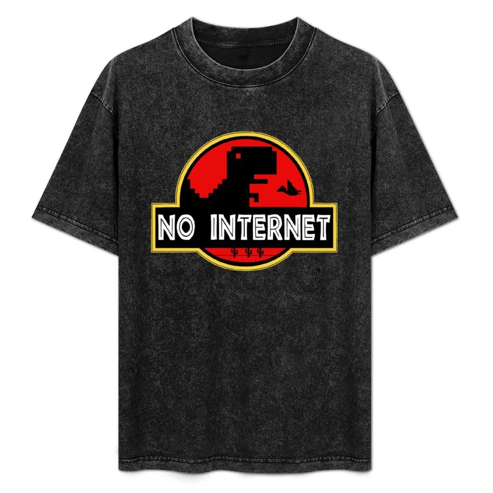 

No Internet Pixel Dinosaur Game T-Shirt vintage T-shirts oversize anime shirt shirts graphic tee men