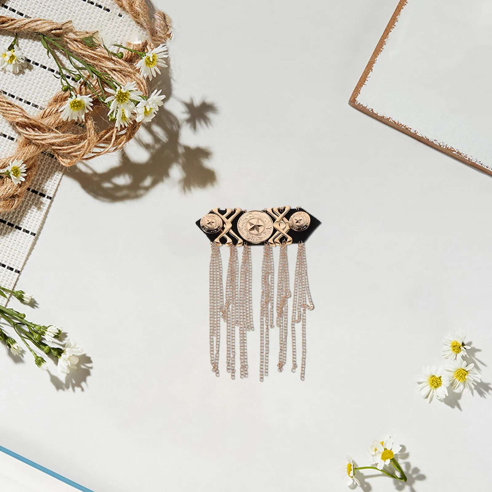 

Пара панк-накладок на плечи с цепочками и бахромой, винтажные металлические декоративные аксессуары для костюмов