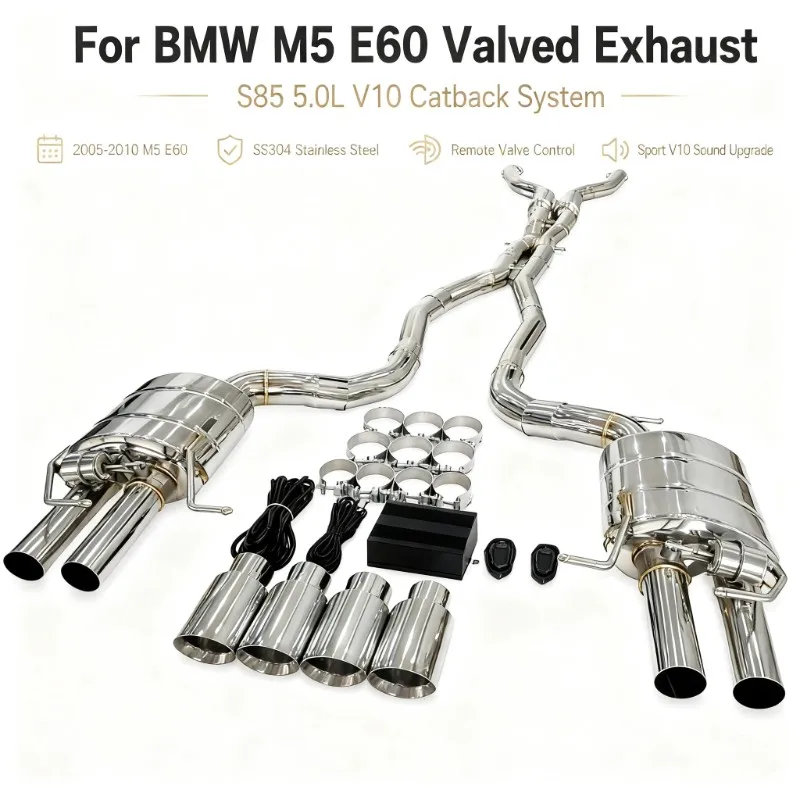 For BMW M5 E60 E61 M6 E63 E64 S85 V10 2005-2010 SS304 Valved Catback Exhaust System