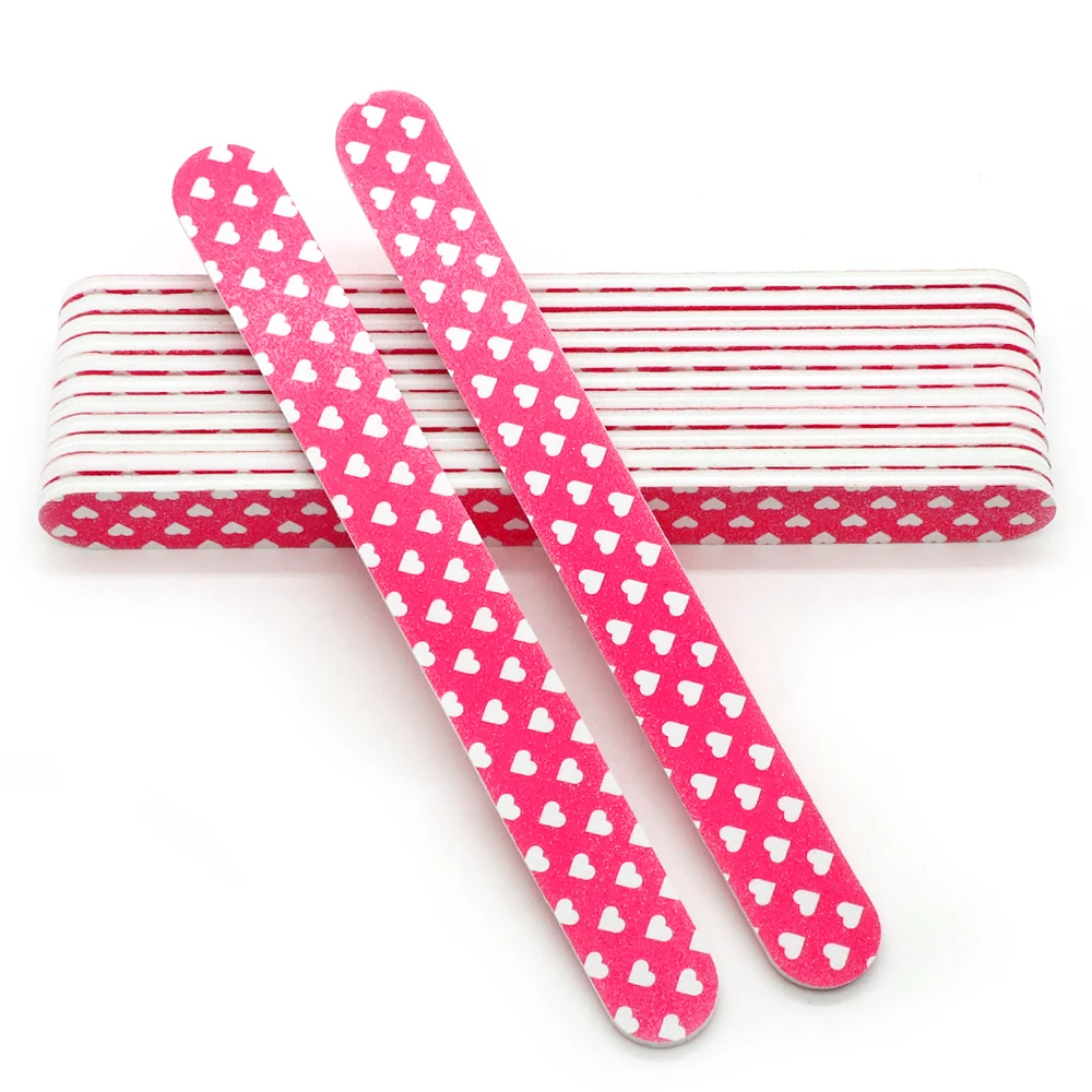 5/10pcs Nail File Double Sided Heart Red Printing Straight Sanding Buffer Block Nail Files 180 Grit Manicure Pedicure Tools