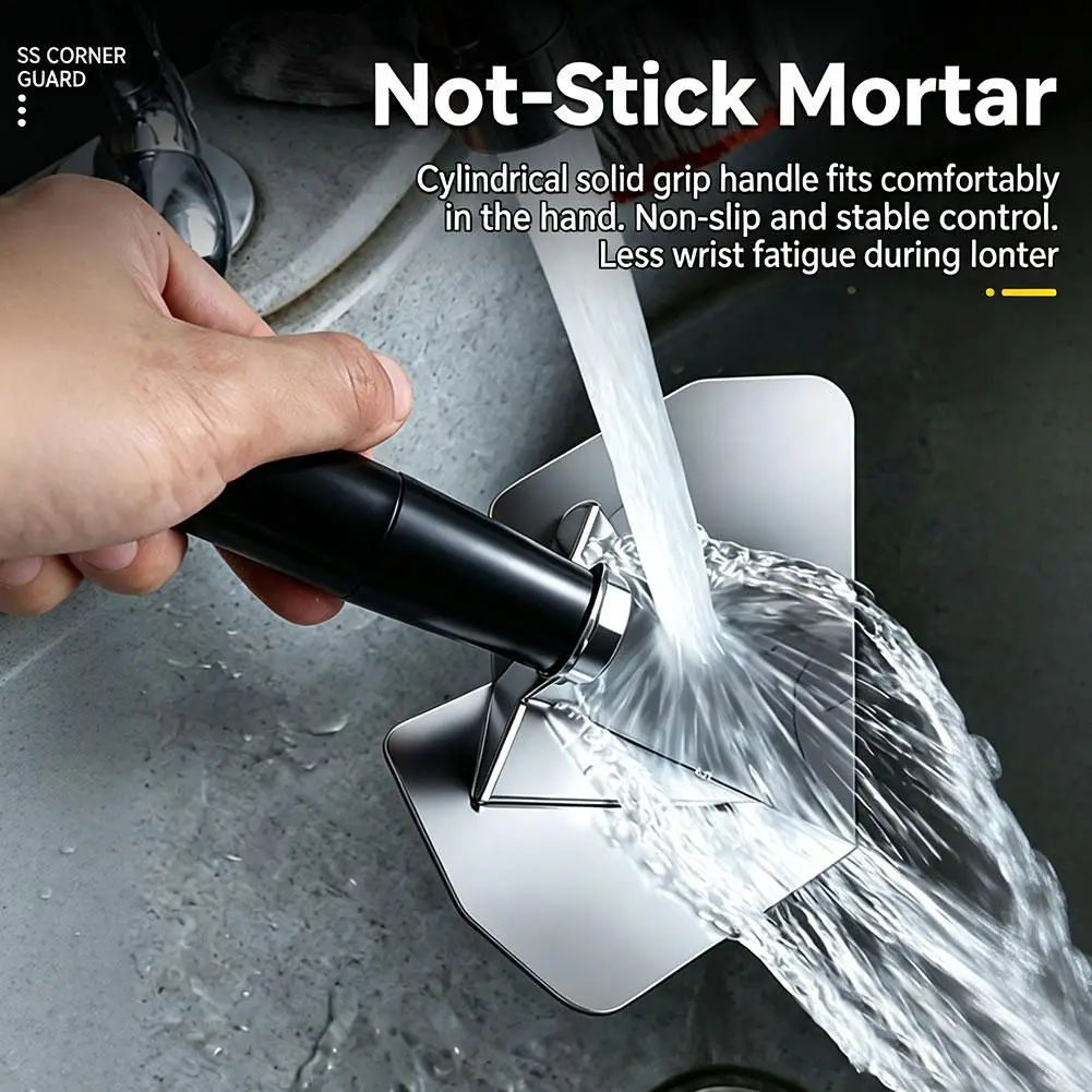 Stainless Steel Inside Corner Finishing Trowel Plaster Finishing Tool Rubberized Handle Construction Tools