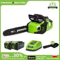 Greenworks Brushless Chainsaw 40V Professional Garden Saw 20M/S Original 16 Inch Chainbar and Oregon Sawchain 2PC 4AH BATTERY