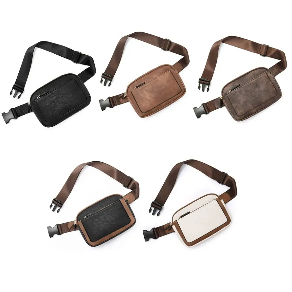 Fashion Mini PU Leather Fanny Packs with Hidden Pocket Adjustable Strap Ladies Belt Bag Crossbody Waist Bag Shoulder Purses