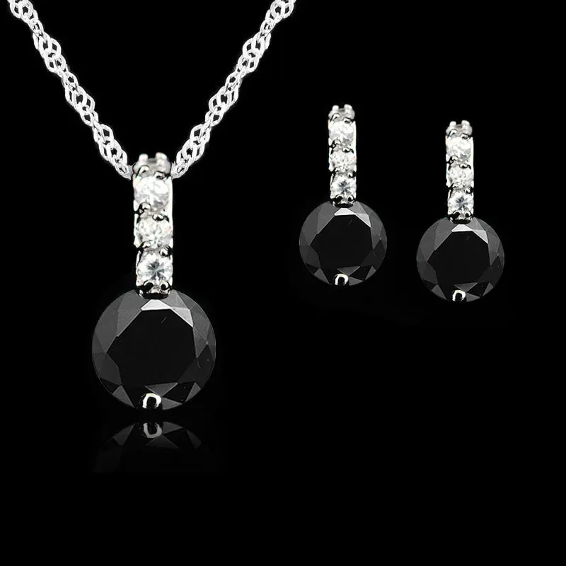 925 Sterling Silver  Jewelry Sets For Women Wedding Austrian Crystal Pendants Necklace Earrings Set For Female/Bridal