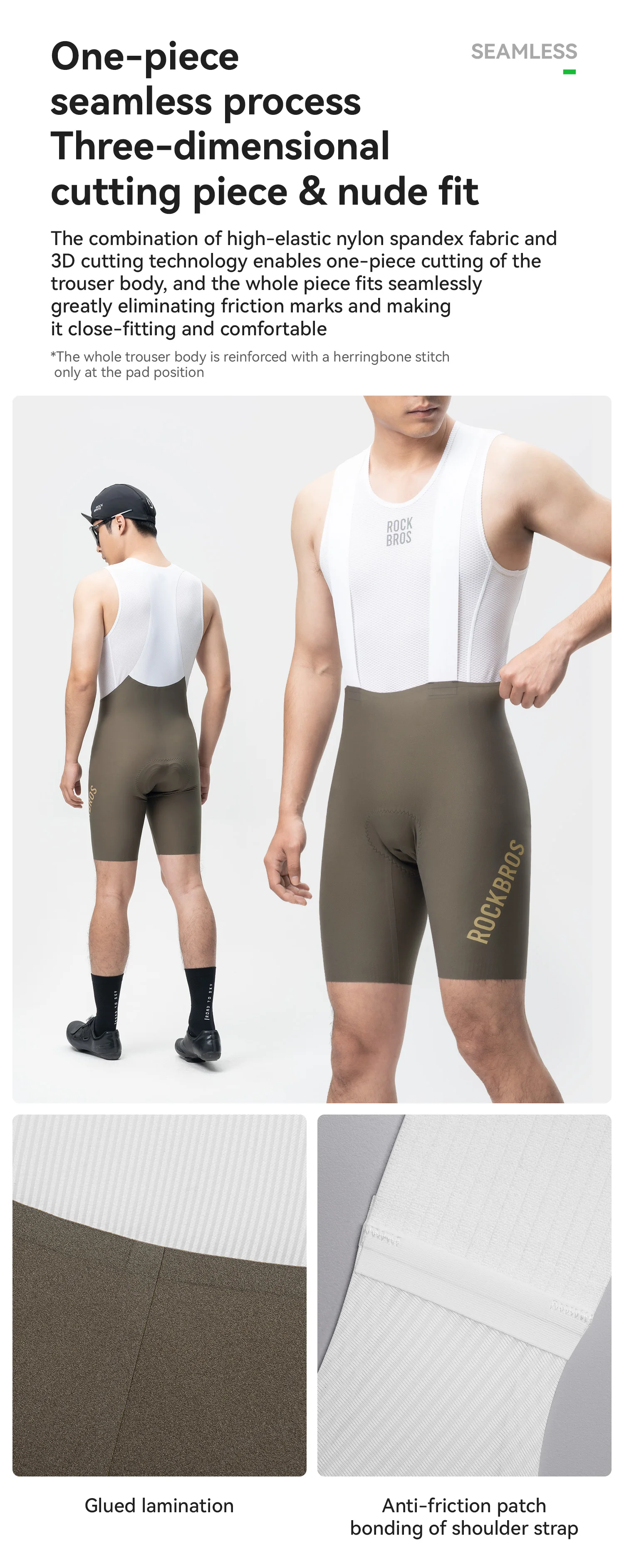 ROCKBROS Sommer-Radlerhose Hochelastisch Atmungsaktiv Rutschfest Bequeme DOLOMITI Polsterung Tights Herren Radlerhose – Detail 7