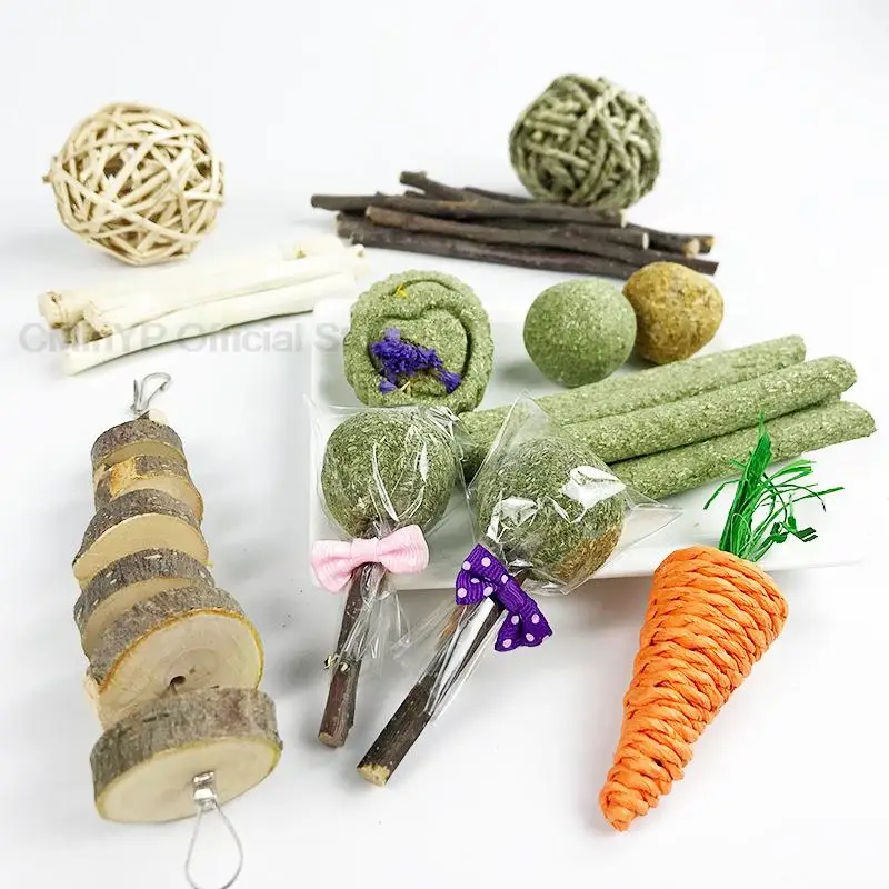 Small Animal Natural Food Chew Toys lollipops apple wood sticks For Guinea Pig Rabbit Hamster Teeth Cleaning Toys Pet Supply