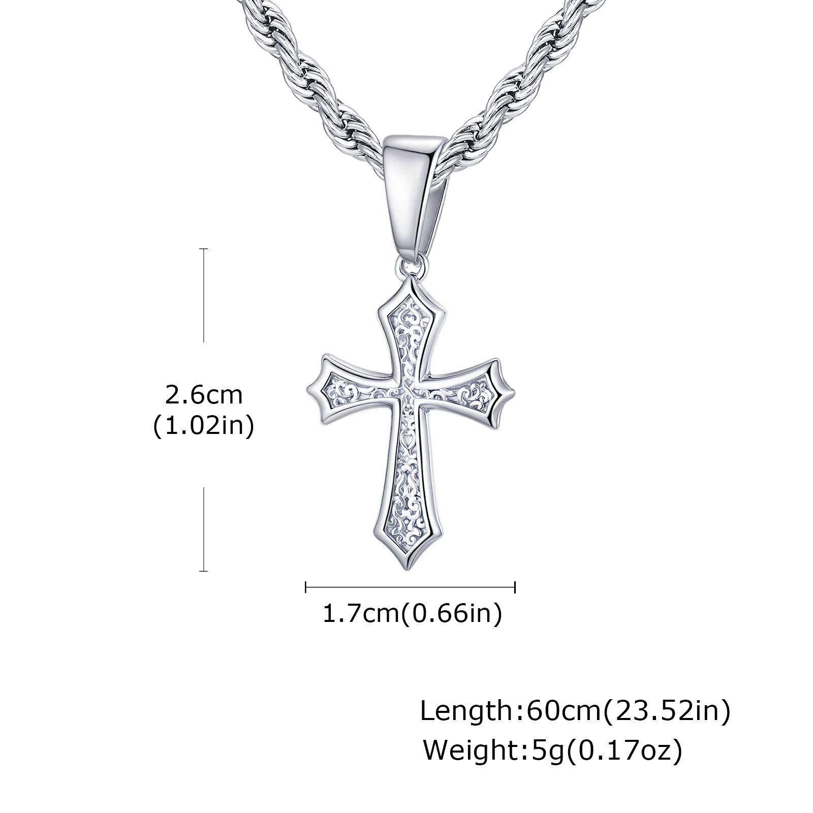 Kreuz-Anhänger-Halskette für Männer und Frauen, 50/55/60 cm Edelstahl-Halsbänder, christliche klassische schicke Schmuckgeschenk
