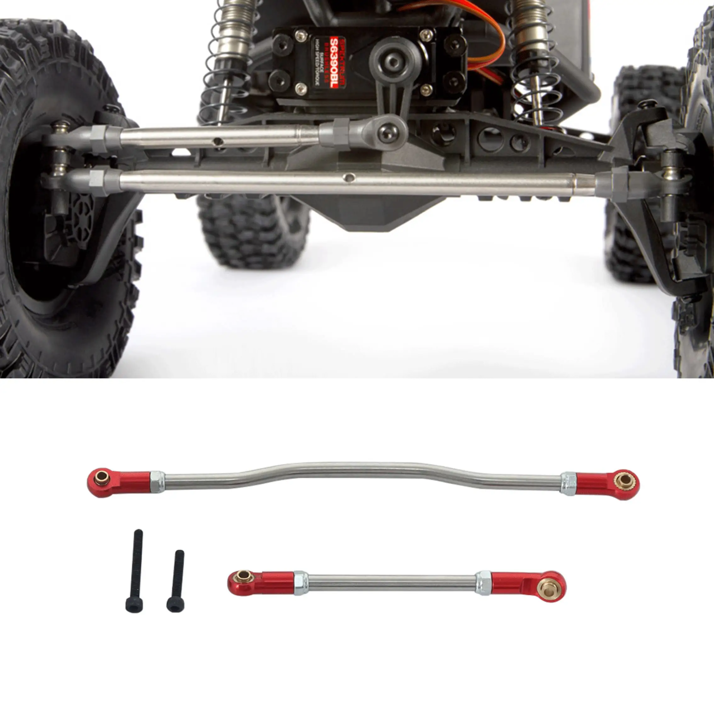 2Pcs Adjustable Steering Links Metal Rod End for 1/10 RC Crawler Car Axial Capra 1.9 Unlimited Trail Buggy RTR and Kit Upgrade