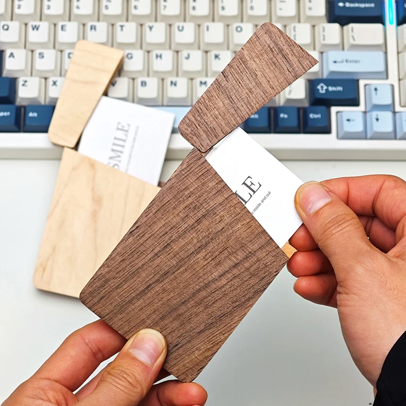 Boîte à cartes de visite en bois de style professionnel pour hommes, étui à cartes de visite, porte-cartes de poche avec fermeture magnétique