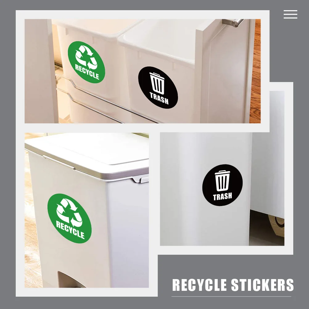 

PVC Trash Recycling Stickers Self Adhesive Removable Waterproof Labels for Garbage Cans Bins Waste Containers Classification