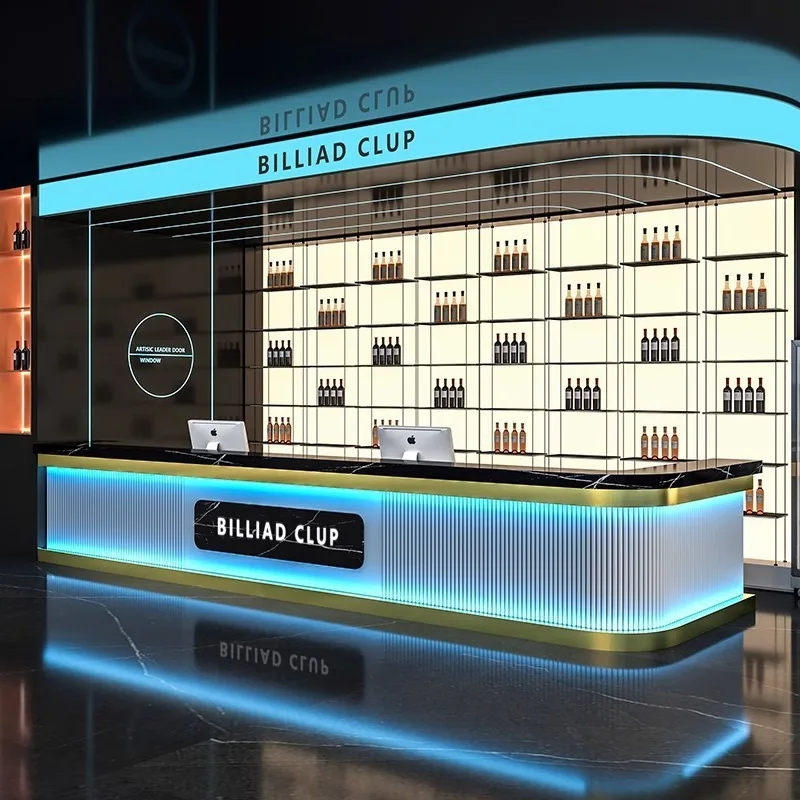 Modern billiard hall dedicated bar checkout page e-sports internet cafe front desk clear bar bistro corner cashier reception des