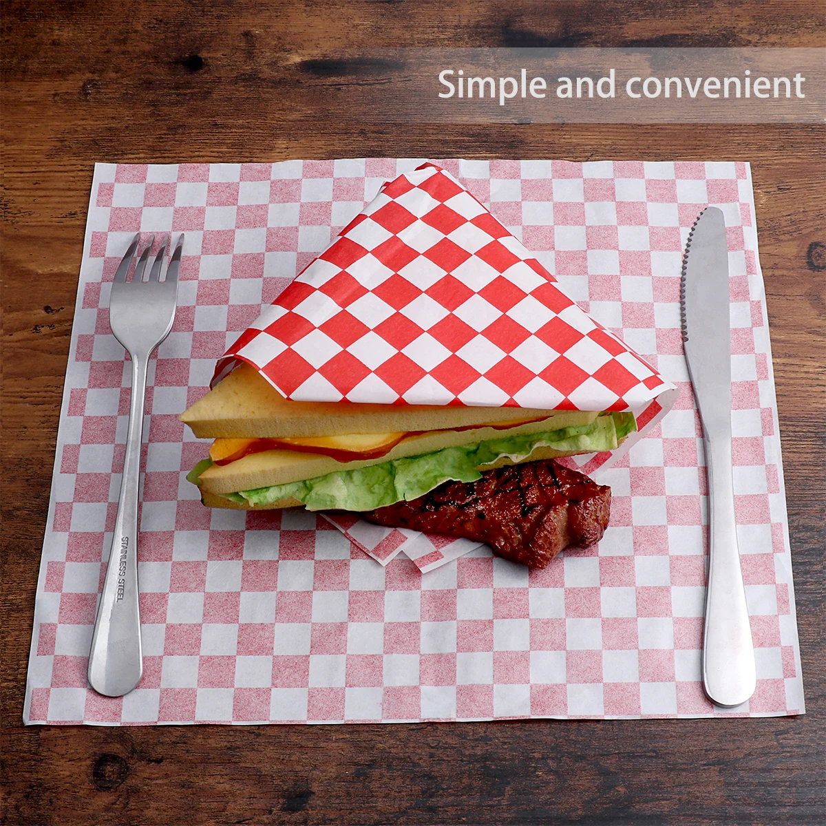 

Checkered Food Wrapping Paper Grease Resistant Sandwich Wrap Waterproof Liner Food Grade Odorless For Picnic