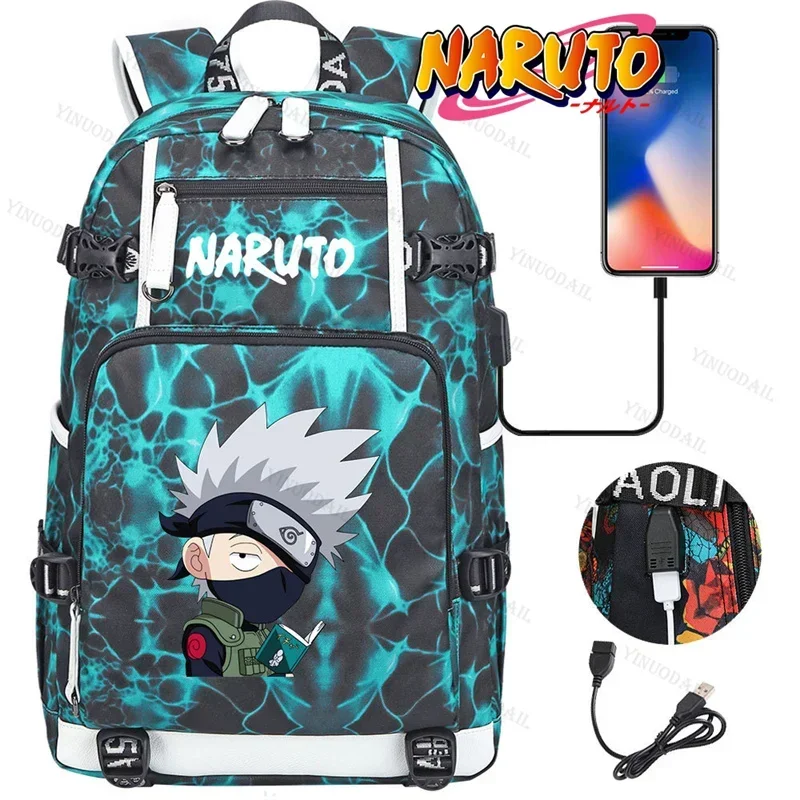 Bild 6: Naruto Legendary Sannin Jiraiya Rucksack, wasserabweisender Rucksack mit USB-Anschluss, Tasche mit mehreren Taschen für junge Pendler