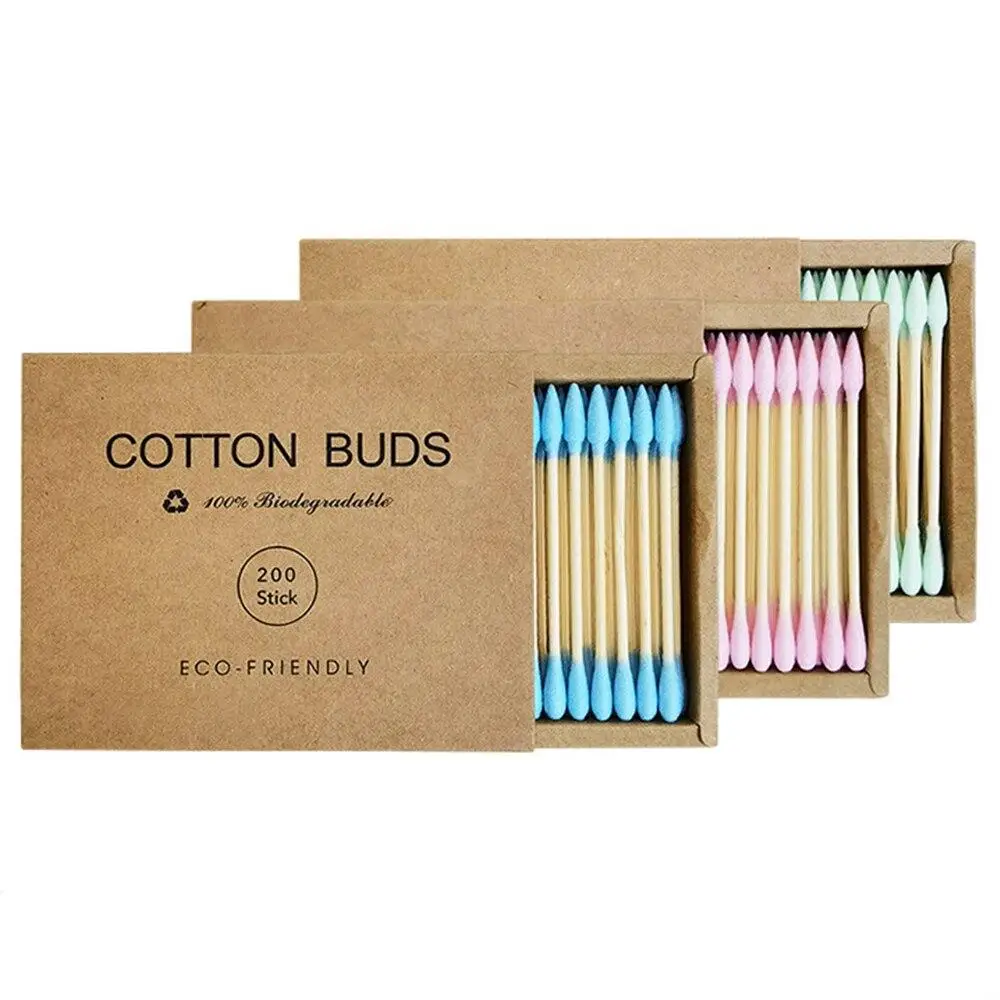 200PCS/Box Double Head Cotton Swab Bamboo Sticks Cotton Swab Disposable Buds Cotton For Beauty Makeup Nose Ears Cleaning