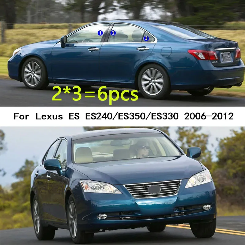 Car PC Material Pillar Post Cover For Lexus ES ES240/ES350/ES330 2006 2007 2008 2009 2010 2011 2012 Stickers Accessories 6PCS