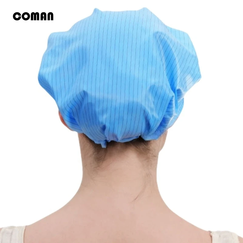 Anti Dust Anti-Static Washable Work Hat Bioengineering, Experimental Workshop Polyester Striped Conductive Silk Wrinkled Hats