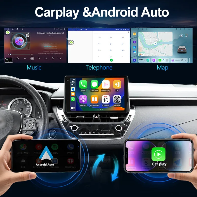 MeiHua 10Inch For Toyota Corolla/Altis/Auris 2018-2021 RHD Car Radio Android14 Multimedia Video Player AI Voice CarPlay Auto GPS