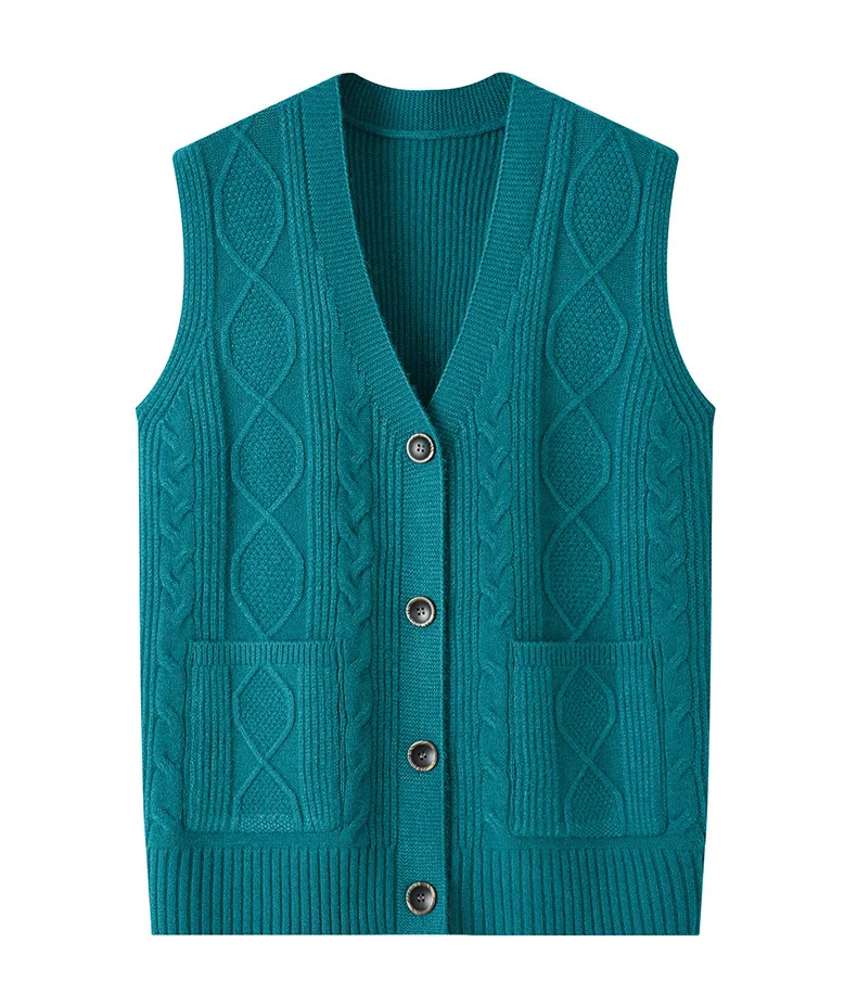Middle-aged women mother knitted warm vest spring autumn shoulders grandma suit tops thin cardigan elderly woolen horse jacket