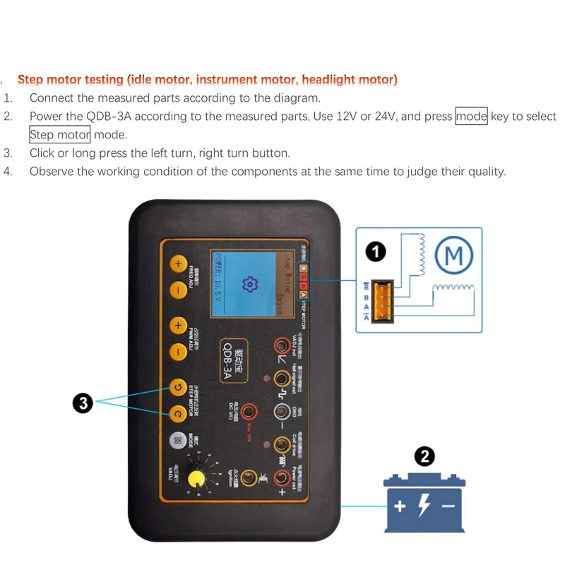 QDB 2A 3A 12 ~ 24V probador de inyector de prueba de bobina de encendido Detector de fallos de actuador de automóvil herramientas de diagnóstico de