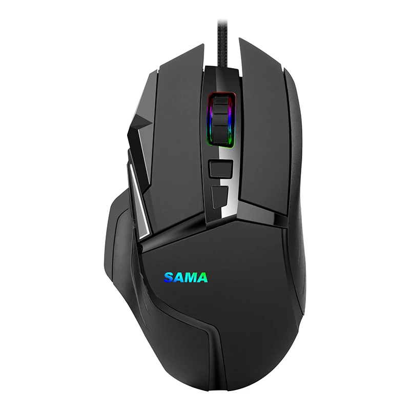 SAMA HJ5025 USB con cable 800-8000 DPI All Key Macro Defnition RGB Mouse / Electronic Competition Gaming Mouse/ LED Breath Light