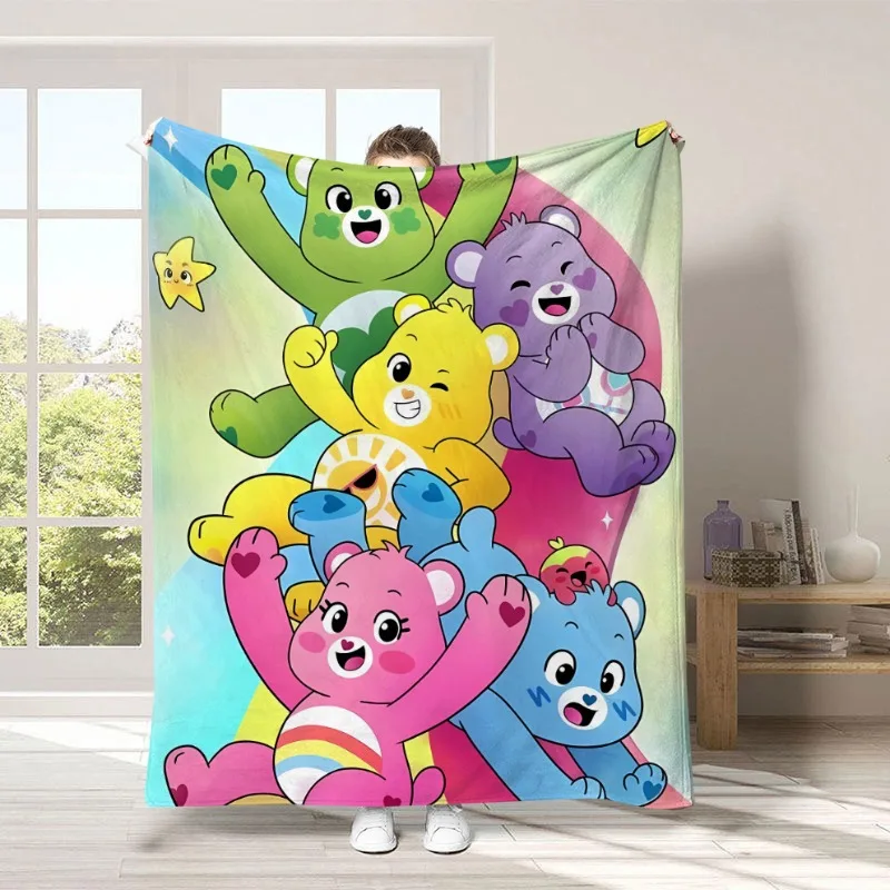 New Hot Cute Cartoon Care Bears Creative Peripheral Cute Blanket Flannel Print Warm Soft Home Bedroom Blanket Supplies