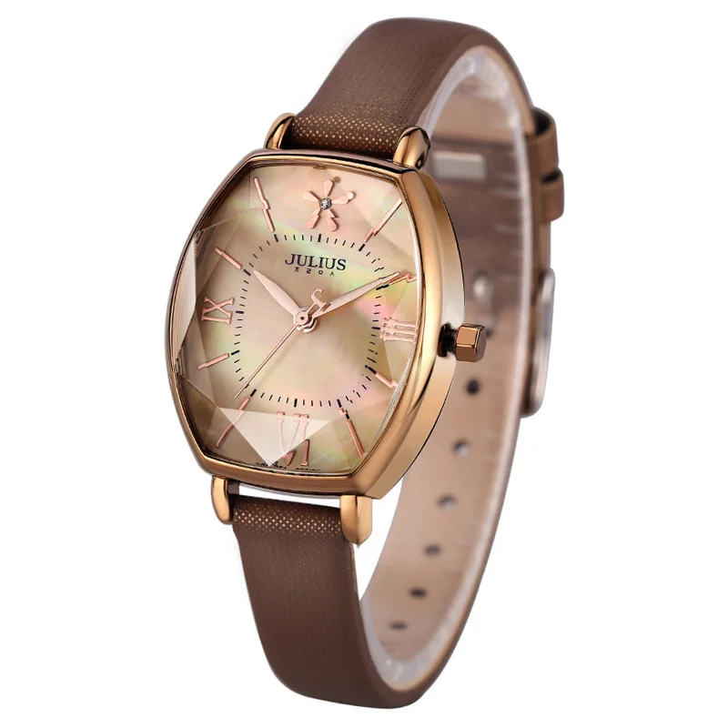 

Mother-of-pearl Julius Women's Watch Japan Quartz Lady Retro Hours Fashion Bracelet Real Leather Girl's Birthday Gift Box