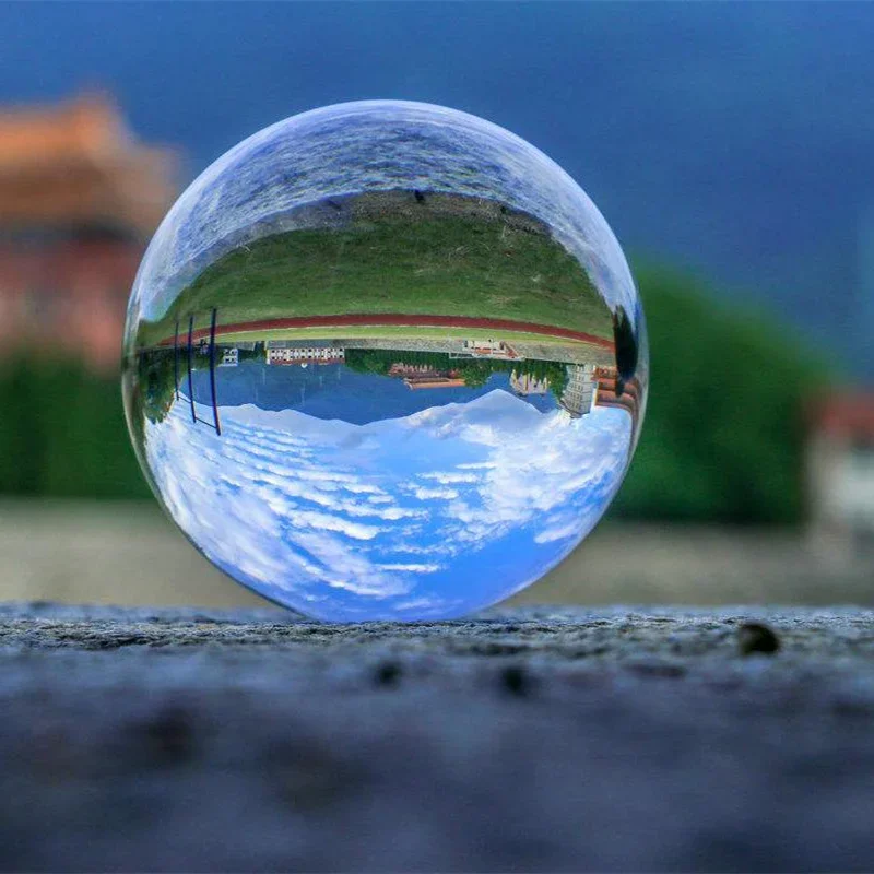 E2 Clear Lens Globe Crystal Ball with Holder, 30-80mm Lensball for Sphere Photography Decoration, Crystal Sphere Display Stand