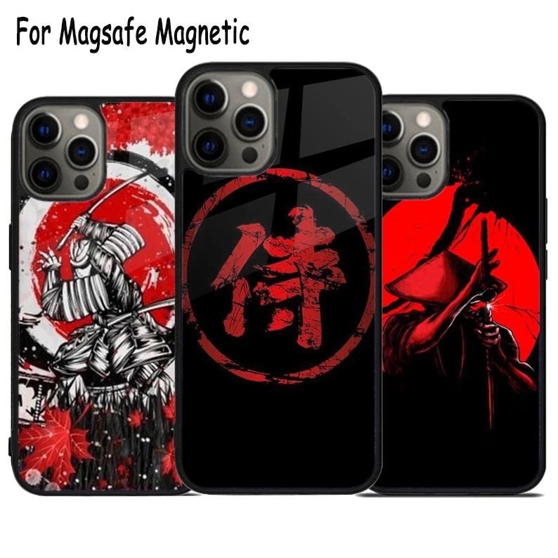 Japanese Samurai Ukiyoe Print Vintage Wireless Magsafe Phone Case For iPhone 15 16 14 13 11 12 Pro Max Plus Magnetic Cover