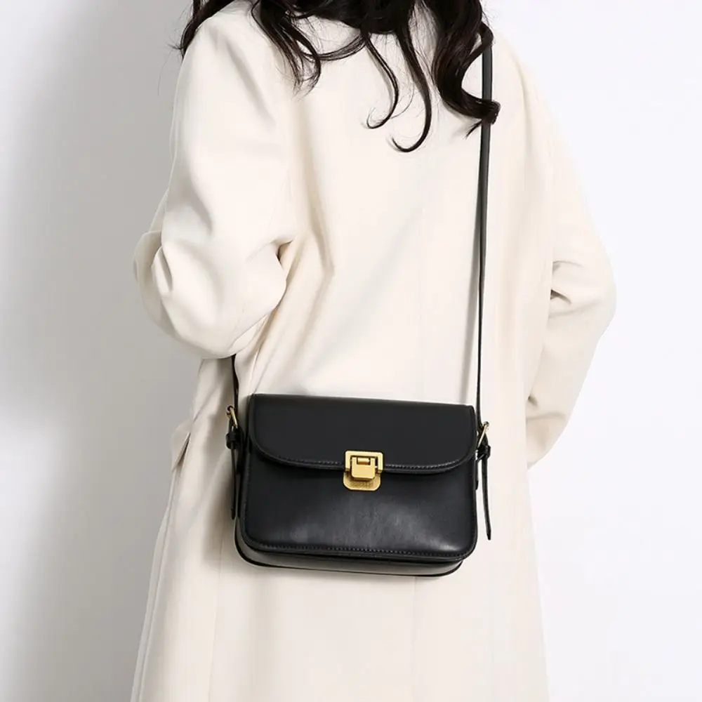 حقيبة كتف محمولة بإبزيم عتيق بلون سادة حقيبة مربعة صغيرة للترفيه من جلد البولي يوريثان حقيبة نسائية للإبط للفتيات #4